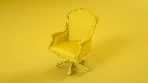 Poltrona King Throne Isolado Fundo Amarelo Ilustração — Fotografia de Stock