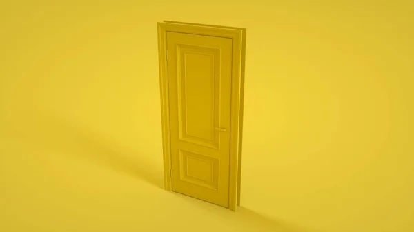 Zamknięte Drzwi Żółtym Tle Ilustracja — Zdjęcie stockowe