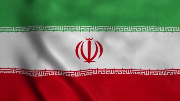 Zwaaien met realistische Iran vlag achtergrond. Lusanimatie — Stockvideo