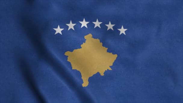 Acenando fundo bandeira kosovo realista. Animação em loop — Vídeo de Stock