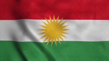Kürdistan bayrağı, rüzgarda sallanıyor. Gerçekçi bayrak arkaplanı