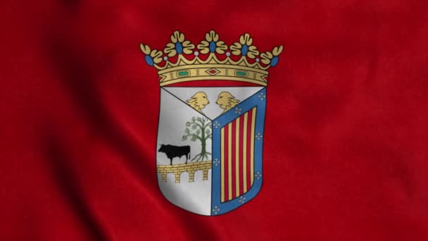 Vlag van Salamanca, stad van Spanje, wapperend in de wind. Realistische vlag achtergrond — Stockvideo