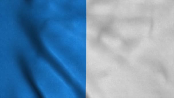 Bandera de Ajaccio, ciudad de Francia, ondeando con viento. Fondo realista de la bandera — Vídeos de Stock