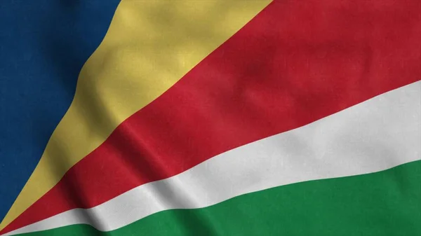 Bandiera Delle Seychelles Sventola Nel Vento Segno Delle Seychelles Illustrazione — Foto Stock