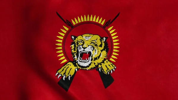 Vlag Van Tamil Eelam Wapperend Wind Realistische Vlag Achtergrond Illustratie — Stockfoto