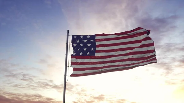 Bandera Los Estados Unidos Ondeando Viento Ilustración —  Fotos de Stock