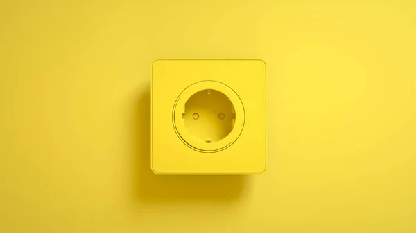Electric socket isolated on yellow background. 3d illustration.