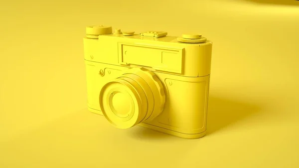 Vintage Φωτογραφική Μηχανή Απομονώνονται Κίτρινο Φόντο Εικονογράφηση — Φωτογραφία Αρχείου