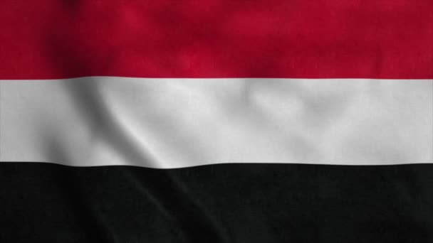 Bandera del Yemen, ondeando con viento. Fondo realista de la bandera — Vídeos de Stock