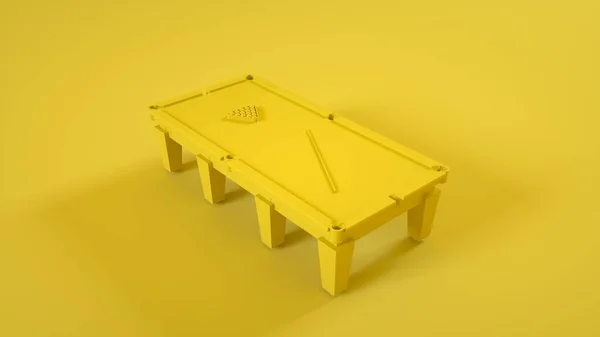 Τραπέζι Μπιλιάρδου Απομονωμένο Κίτρινο Φόντο Απόδοση — Φωτογραφία Αρχείου