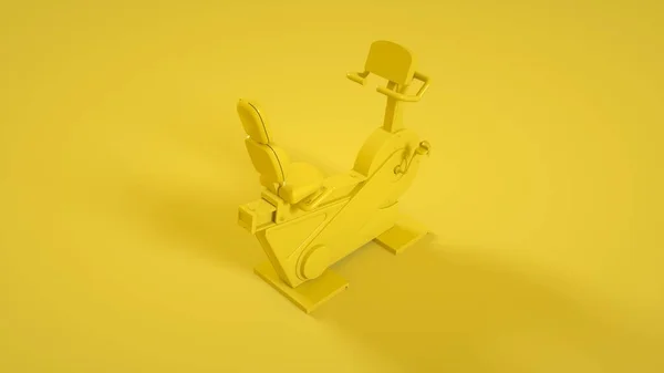 黄色の背景にフィットネス運動自転車 3Dレンダリング — ストック写真