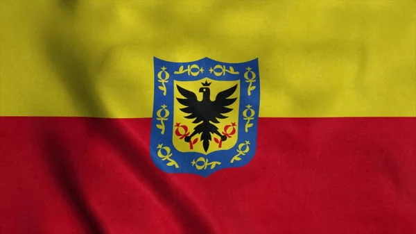 哥伦比亚首都波哥大的旗帜 在风中飘扬 3D说明 — 图库照片