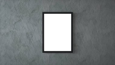 Beton duvardaki boş çerçeve. 3d oluşturma