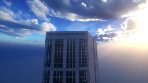 Avión volando sobre rascacielos en el distrito financiero. 4k — Vídeos de Stock