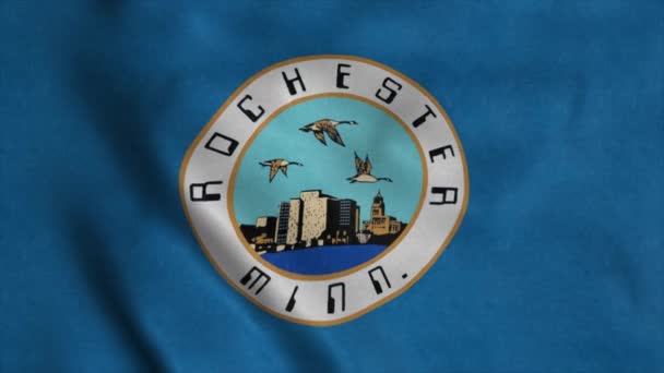 Rochester şehir bayrağı, Minnesota eyaleti, Amerika Birleşik Devletleri — Stok video