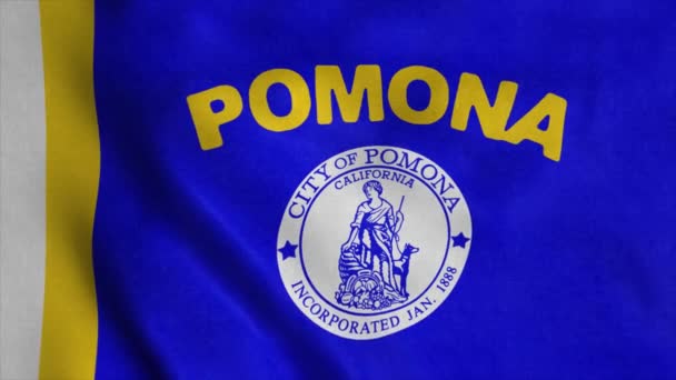 Pomona city flag, California, Estados Unidos da América, 4K — Vídeo de Stock