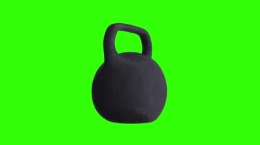 Yeşil ekran üzerinde dönen spor salonu kettlebell - kromakey arkaplan, döngü