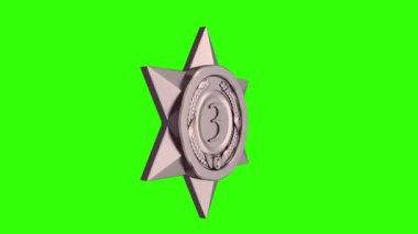 Yeşil ekran arkaplan 4k görüntülerinde dönen bronz yıldız kupası