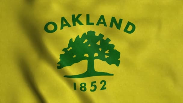 Bandera de Oakland city, city of United States of America, 4K — Vídeos de Stock