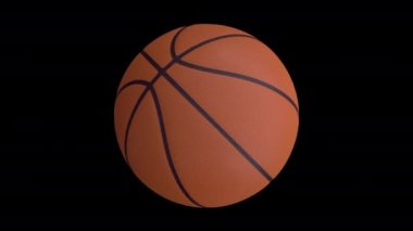 Siyah arka planda dönen basketbol topu. Projene itiraz ediyorum. 4K