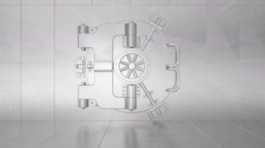 Yuvarlak bir kasa kapısı açmak, bir krom anahtarın üzerindeki kiralık kasa.