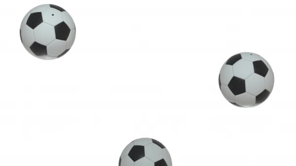 Futebol bola de futebol caindo animação. Bolas de futebol chuva — Vídeo de Stock