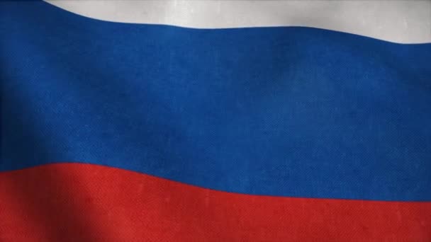 Російський прапор, що махає повільним рухом з текстурою тканини, 4K кадрів — стокове відео