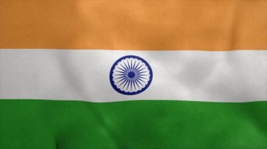 Hindistan 'ın ulusal bayrağı rüzgarda dalgalanıyor. Kusursuz döngü