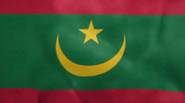 Moritanya 'nın ulusal bayrağı rüzgarda dalgalanıyor. Kusursuz döngü