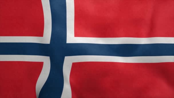 Norwegens Nationalflagge weht im Wind. Nahtlose Schleife — Stockvideo