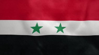 Suriye 'nin ulusal bayrağı rüzgarda dalgalanıyor. Kusursuz döngü