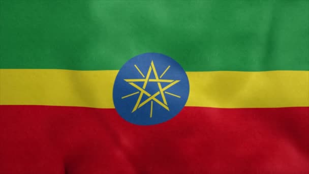 Drapeau national de l'Ethiopie soufflant dans le vent. Boucle sans couture — Video