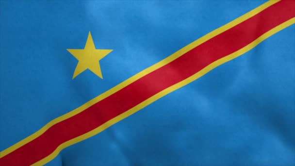 Флаг Демократической Республики Конго развевается на ветру. Бесшовный цикл — стоковое видео