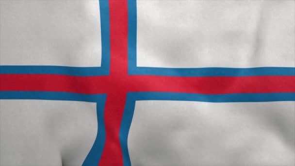 Bandera nacional de las Islas Feroe que sopla en el viento. Lazo sin costura — Vídeo de stock