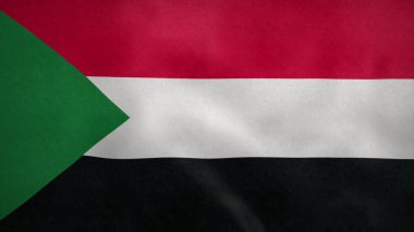 Sudan 'ın ulusal bayrağı rüzgarda dalgalanıyor. 3d oluşturma.