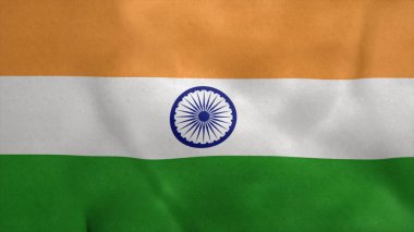 Hindistan 'ın ulusal bayrağı rüzgarda dalgalanıyor. 3d oluşturma.