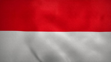 Endonezya 'nın ulusal bayrağı rüzgarda dalgalanıyor. 3d oluşturma.