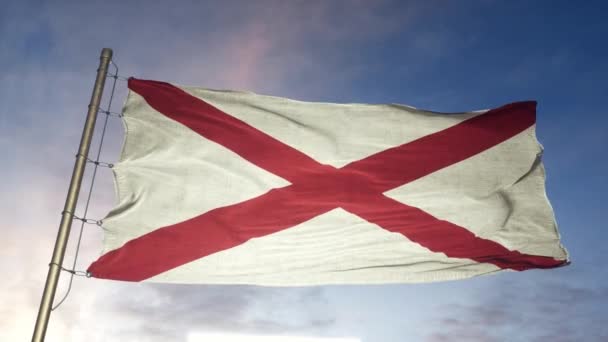 Bandera Grunge del Estado de Alabama. Estados Unidos de América Alabama bandera sucia con textura de tela muy detallada — Vídeos de Stock