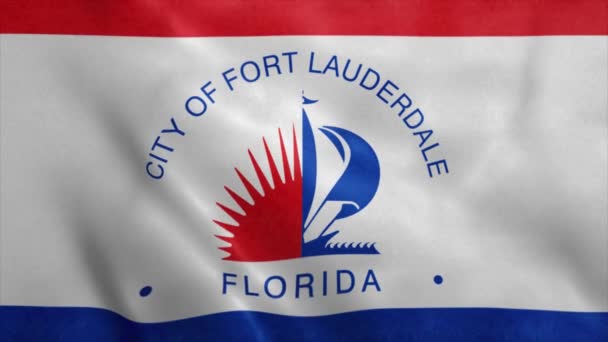 Fort Lauderdale vlag, Florida, realistische animatie achtergrond — Stockvideo