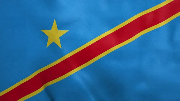 Repubblica Democratica del Congo bandiera che soffia nel vento. Illustrazione 3d — Foto Stock