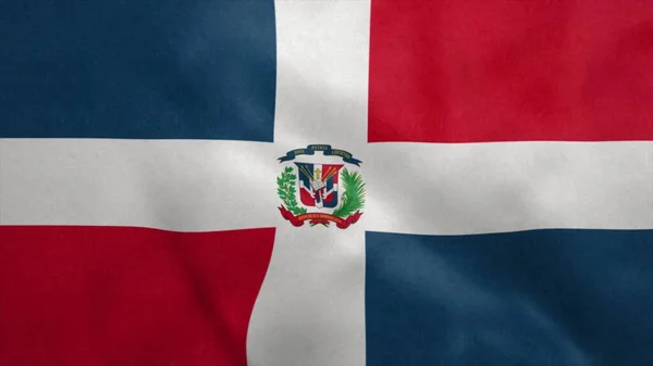 ドミニカ共和国の国旗が風に吹かれた。3Dイラスト — ストック写真