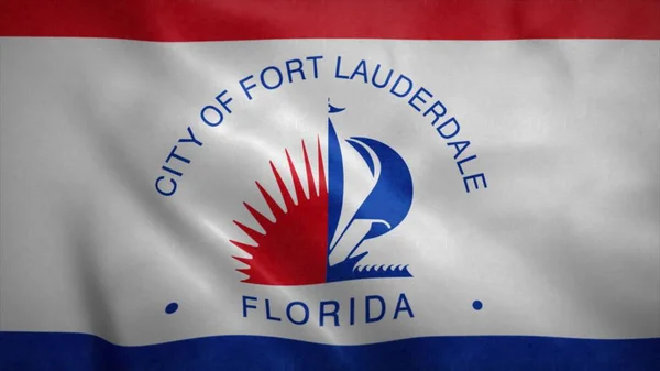 Fort Lauderdale, Florida flag waving in the wind. 3d illustration