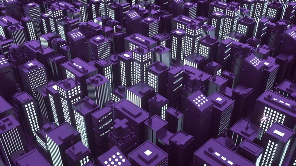 Ilustração 3d da cidade futurista isométrica com arranha-céus — Fotografia de Stock