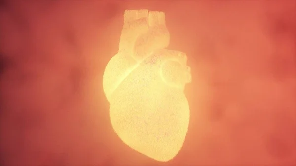 Power lights coming out from a spiritual healthy human heart, 3d rendering.