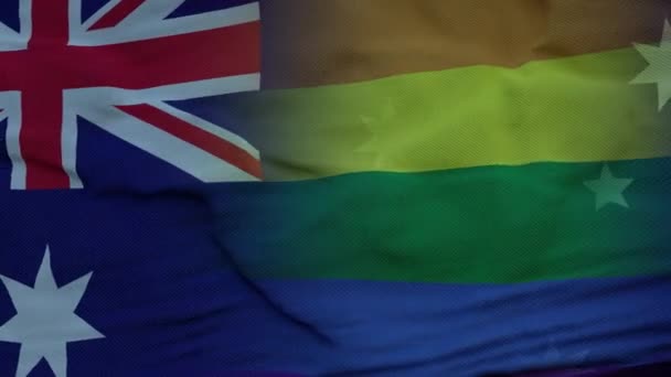 Drapeau national de l'Australie et fond du drapeau arc-en-ciel LGBT — Video