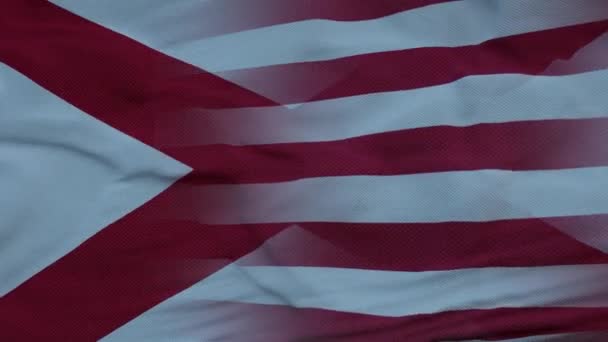 ΗΠΑ και Αλαμπάμα Μεικτή Σημαία ανεμίζουν. Σημαία Αλαμπάμα και ΗΠΑ σε κοντάρι — Αρχείο Βίντεο