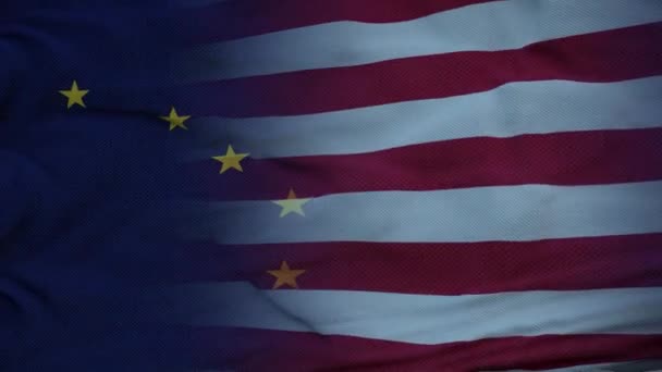 USA und Alaska Mixed Flag wehen im Wind. Alaska und USA-Flagge am Fahnenmast — Stockvideo