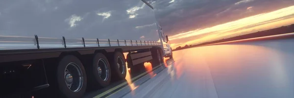 Vrachtwagen Weg Snelweg Vervoer Logistiek Concept Destructie — Stockfoto
