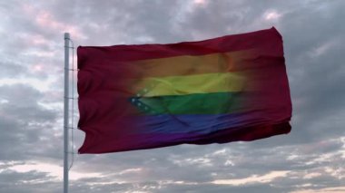 Arkansas eyaleti ve LGBT gökkuşağı arka planında dalgalanan bayrak