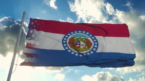 Flag of USA and Missouri state. USA and Missouri Mixed Flag waving in wind — Stok video